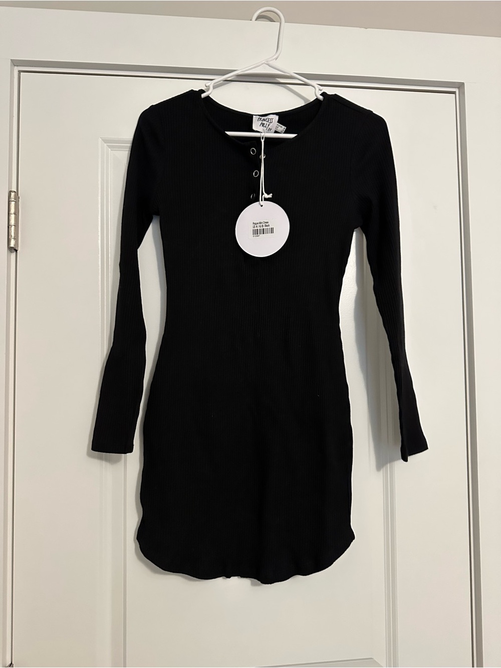 NWT Princess Polly Black Ribbed Long Sleeve Dress